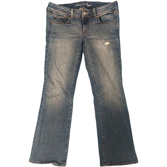American Eagle Outfitters Denim - American Eagle women’s stretch slim boot cut size 12 blue distressed